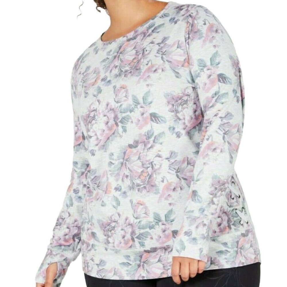 IDEOLOGY Women's Floral Lace-Up Top
